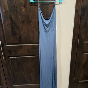 Elegant Blue Ash Sleeveless Dress